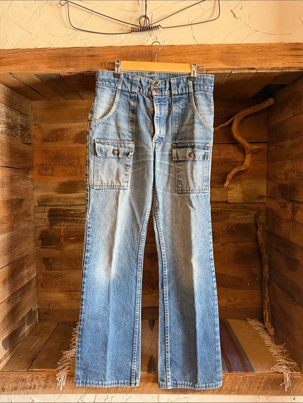 Levi's Light Blue Flare Cargo Bush Jeans